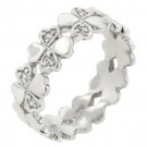 NEW White Gold .925 Sterling Silver Heart Eternity Ring