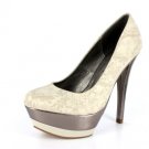 NEW Beige Faux Snakeskin Platform Pumps Shoes