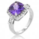 NEW White Gold Silver Amethyst Fashion Ring