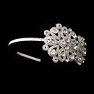 Silver Austrian Crystal Elegant Floral Headband Tiara