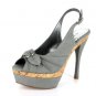 NEW Gray Canvas Slingback Platform High Heels Shoes