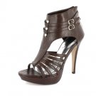 NEW Brown Studded Open Toe Platform High Heels Shoes