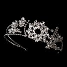 Silver Antique Crystal Wreath Headband Tiara