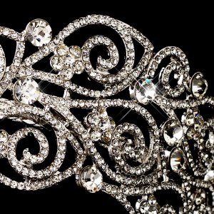 Antique Silver Crystal Bridal Tiara Headband