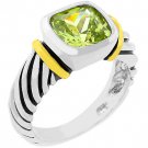 NEW Cable Peridot Cubic Zirconia Silver Ring