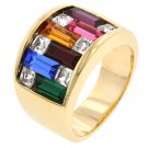 NEW 14k Gold Dark Multi-Color Swarovski Crystal Ring