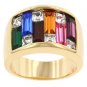 NEW 14k Gold Dark Multi-Color Swarovski Crystal Ring