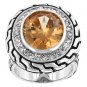 NEW White Gold Silver Antique Champange CZ Ring