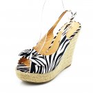 Zebra Print Espadrille Wedge Womens Shoes