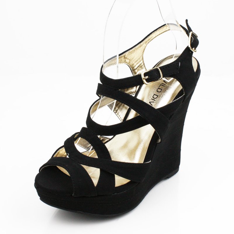 Black Sandals Wedge Womens Shoes