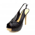 Black Open Toe Platform Slingback Womens Shoes