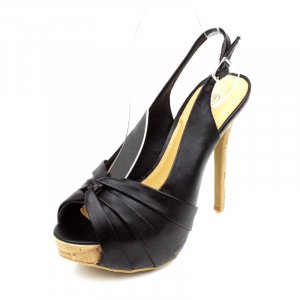 Black Open Toe Platform Slingback Womens Shoes