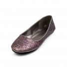 Pewter Glitter Flats Womens Shoes