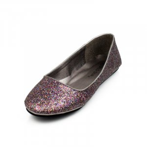 Pewter Glitter Flats Womens Shoes