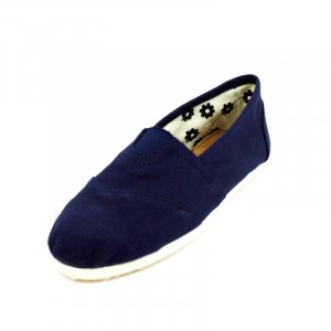 Navy Blue Canvas Flats Womens Shoes