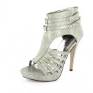 NEW Gray Studded Open Toe Platform High Heels Shoes