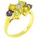 NEW 14K Gold Purple Light Green Champagne CZ Ring