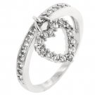 NEW White Gold Silver Heart Charm CZ Ring
