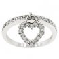 NEW White Gold Silver Heart Charm CZ Ring