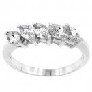 NEW White Gold .925 Sterling Silver 5-Stone Ring