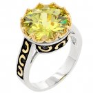 NEW White Gold Silver Peridot Solitaire CZ Ring