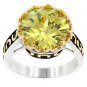 NEW White Gold Silver Peridot Solitaire CZ Ring