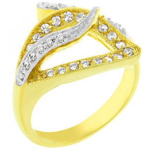NEW Two Tone 14k Gold White Gold Silver CZ Ring