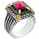 NEW 14k Gold White Gold Dark Pin CZ Cable Ring