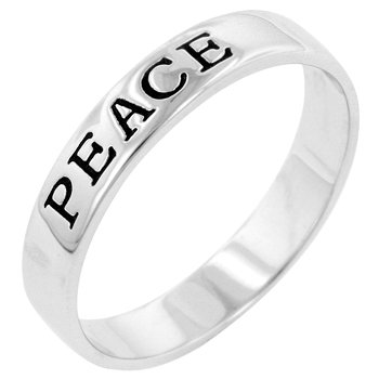 NEW White Gold .925 Sterling Silver Peace Ring