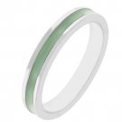 NEW White Gold Silver Light Green Enamel Eternity Ring