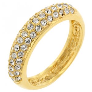 NEW 14k Gold Pave Crystal Contemporary Ring