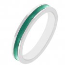 NEW White Gold Silver Green Enamel Eternity Ring