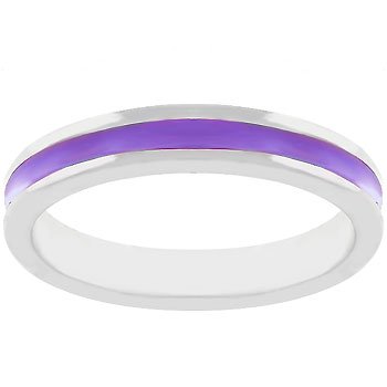 NEW White Gold Silver Purple Enamel Eternity Ring