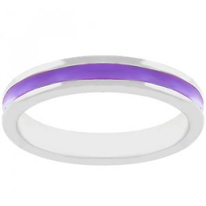 NEW White Gold Silver Purple Enamel Eternity Ring