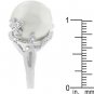 NEW White Gold Silver Large Shell Pearl Ring