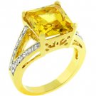 NEW 14k Gold Oversize Yellow Princess Cut CZ Ring