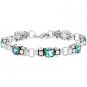 NEW 14K White Gold Silver Tone Aqua Blue CZ Bracelet