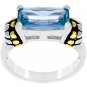 NEW 14k White Gold Emerald Cut Blue Aqua CZ Ring