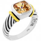 NEW Cable Champagne Cubic Zirconia Silver Ring