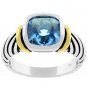 NEW Cable Blue Aqua Cubic Zirconia Silver Ring