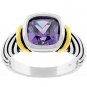 NEW Cable Amethyst Cubic Zirconia Silver Ring