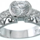 NEW 925 Sterling Silver CZ Platinum Antique Ring