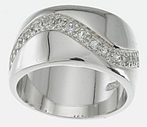 NEW 925 Sterling Silver CZ Platinum Band Ring