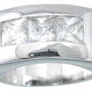 NEW 925 Sterling Silver CZ Platinum Princess Ring