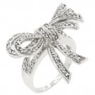 White Gold Rhodium Bonded Bow Inspired Fashion Ring