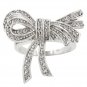 White Gold Rhodium Bonded Bow Inspired Fashion Ring