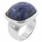 White Gold Rhodium Bonded Sodalite Cabochan Ring