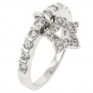 White Gold Rhodium Bonded Anniversary CZ Charm Ring