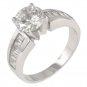 White Gold Rhodium Bonded CZ Engagement Ring