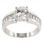 White Gold Rhodium Bonded CZ Engagement Ring